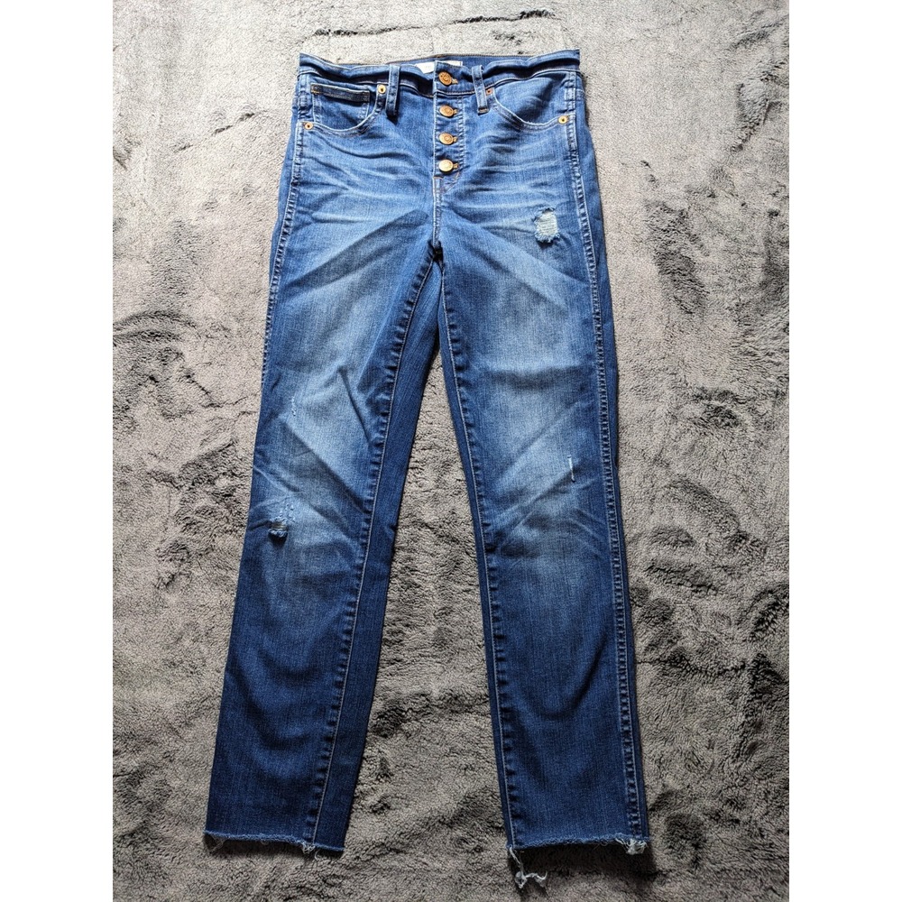 Madewell 10" High Rise Skinny Raw Hem Women's Jeans Size 26 Medium Wash